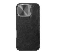 Nillkin Qin Prop Étui de protection en cuir compatible avec Apple iPhone 16 - Étui pour livre avec porte-cartes - Étui pour appareil photo - Noir