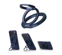 Nillkin Support Anneau Smartphone en Fibre d’Aramide - Magnétique Double Face & MagSafe, Rotation 360° avec Double Axe, Support & Grip pour iPhone/Samsung/Pixel, Accessoires MagSafe - Bleu