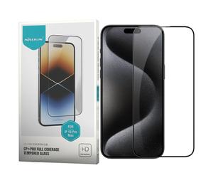 Nillkin Verre trempé pour Apple iPhone 15 Pro Max (6,7") CP+ Pro - Bord en verre fin de 0,3 mm - Incassable - Couverture complète de l'écran - Protection d'écran anti-explosion - Couleur noire