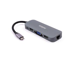 Nilox DOCKING STAT HDMI VGA PD ETH 3USB Station d'accueil USB 3.2 Gen 1 (3.1 Gen 1) Type-C Aluminium