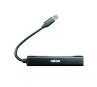 Nilox NXHUB401 Hub USB 3.0 Alimenté par 4 Ports, 3 USB 2.0, 1 USB 3.0, Multiprise USB en Aluminium, Design Minimaliste, pour Plusieurs Ports USB pour PC