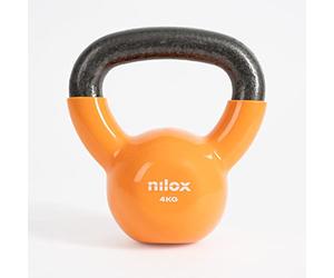 Nilox, Kettlebell 4 kg, poids de gymnastique et pour entraînement à la maison, Kettlebell avec poignée confortable et base de plateau anti-enroulement, entrainement en cascade Poids fixe 4 kg