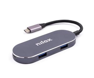 Nilox MINI DOCKING STATION HDMI 3USB PD Station d'accueil USB 3.2 Gen 1 (3.1 Gen 1) Type-C Argent