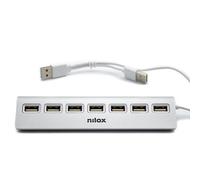 Nilox NXHU7ALU2 hub & concentrateur USB 2.0 480 Mbit/s Gris