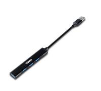 Nilox NXHUB401 Hub USB 3.0 Alimenté par 4 Ports, 3 USB 2.0, 1 USB 3.0, Multiprise USB en Aluminium, Design Minimaliste, pour Plusieurs Ports USB pour PC