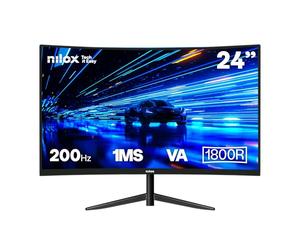 Nilox NXM24CRV2001 Moniteur incurvé 24", Full HD, écran de Gaming 200 Hz, écran d'ordinateur avec Support VESA 75 x 75 mm, Technologie VA, connexions HDMI 2.1 et DP 1.4