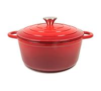 Nilpferd Cocotte en fonte avec couvercle et poignées - 22 cm/3 l - Ronde - En émail rouge - Avec couvercle - Passe au four à induction - Pour rôtir, mijoter, cuire
