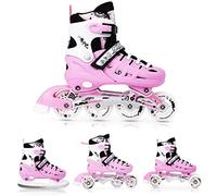 Nils Extreme : Patins à Glace, Roulettes, Patins à Roulettes Classiques, 4 en 1, Rose, Bleu, Noir, Fille/Garçon, Taille S, M, L