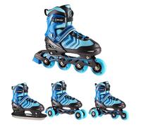 Nils Extreme Patins de Hockey sur Glace 4 en 1 Devin - Couleur : Noir/Bleu - Taille : M (34-38)