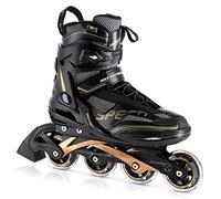 Nils Extreme Rollers pour homme et femme - Rollers en ligne - ABEC9 Chrome - Rollerblades Adultes - Roues 82A - Rollers 46 - Noir et Or - NA2150