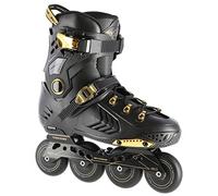 Nils Extreme Rollers pour homme et femme - Rollers en ligne - Roulements ABEC9 - Rollers adultes - Roulettes 85A - Rollers - Noir et or - NA20002