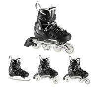 NILS Lot de Patins à roulettes 4 en 1 Triskates Twinkle White ABEC7 LED Light Wheels Taille 31-42 Réglable (Noir, L (39-42))