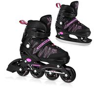 NILS NH11912A Extreme Patins à glace 2 en 1 Noir/rose Taille 35-38 réglable