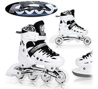 NILS Rollers en Ligne 4 en 1 - Patins à roulettes Twinkle - roulettes Lumineuses à LED ABEC7 - Réglable - Blanc - Taille 39-42