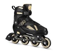 NILS Rollers et patins à glace 2 en 1, taille S 32-35, noir et doré, roulement à billes ABEC-7, roues en polyuréthane 70 mm