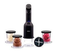 Nilson Life Machine à Glace Électrique 5 en 1, pour Glaces Maison, Sorbets, Milkshakes et Granités, 160 W, 3 Verres de 350 ml avec Couvercle, Sélecteur de Programmes, Lame Amovible Lavable