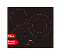 Nilson Placa de Inducción Cristal negro NI3600. Potencia máx. 7200 W, 3 Zonas de Cocción, 1-9 Niveles de Cocción, Control Táctil, Función Turbo, Bloqueo y Autodesconexión de Seguridad