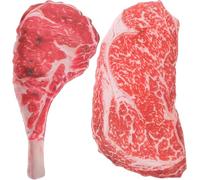 Niltracy Lot de 2 jouets à mâcher pour steak de viande de bœuf artificielle réaliste pour maison, cuisine, armoire, bureau, boutiques
