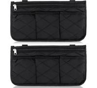Niltracy Lot de 2 sacs latéraux pour fauteuil roulant, sac de marche noir avec porte-gobelet, pochette d'accoudoir étanche, pochette de rangement latérale pour fauteuil roulant, Noir , One sine,