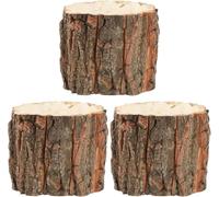 Niltracy Lot de 3 pots de fleurs décoratifs en bois avec motif d'écorce rustique pour la maison, la terrasse, le balcon et le jardin, 9,9 x 24,9 x 8,9 cm
