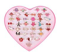 Niltracy Lot de 36 bagues en alliage de dessin animé pour enfants, mignonnes et jolies avec styles et couleurs mélangés, parfaites pour les déguisements des enfants, anneaux de dessin animé en alliage