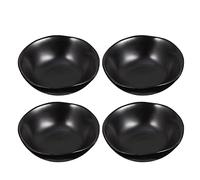 Niltracy Lot de 4 plats à tremper en céramique, couleur noire, parfaits pour servir des condiments sur la table à manger, plats à sauce en céramique pour vinaigre et sauce soja, noir