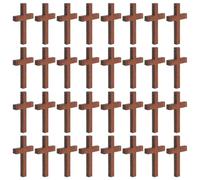 Niltracy Lot de 50 mini pendentifs en forme de croix en bois, faits à la main, parfaits pour la fabrication de bijoux et la décoration de fête d'Halloween, mini pendentifs en forme de croix en bois (4