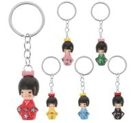 Niltracy Lot de 6 porte-clés mignons en forme de poupée kimono japonais traditionnel et couleurs aléatoires, parfaits pour les cadeaux de vacances et les souvenirs, porte-clés mignons en forme de