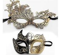 Niltracy Masque vénitien d'Halloween pour femme, couple, Mardi Gras pour hommes, pour fête, bal de fin d'année, bal masqué (doré)