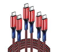 NIMASO Câble USB C à USB C[Lot de 3:0.3M+1M+2M],Câble USB Type C Charge Rapide PD Nylon Tressé en Fibre pour MacBook Pro,Samsung Galaxy S21/S21+/S21 Ultra/S20/S10,Huawei Matebook - Rouge