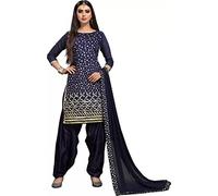 Nimbark Costume indien pakistanais Salwar Kameez pour femme, prêt à porter, robe indienne Punjabi, robe de fête Patiala, Bleu, bleu marine, beige, Large