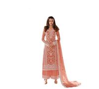 Nimbark Tenue ethnique indienne pakistanaise pour femme - Style Eid spécial - Coupe droite - Salwar Kameez - Tenue de fête Palazzo prête à porter, Orange, Medium