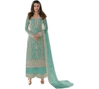 Nimbark Tenue ethnique indienne pakistanaise pour femme - Style Eid spécial - Coupe droite - Salwar Kameez - Tenue de fête Palazzo prête à porter, vert mer, Medium