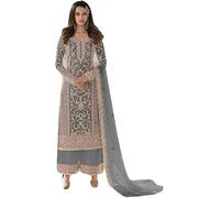 Nimbark Tenue ethnique indienne pakistanaise pour femme - Style Eid spécial - Coupe droite - Salwar Kameez - Tenue de fête Palazzo prête à porter, gris, Medium