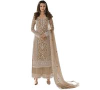 Nimbark Tenue ethnique indienne pakistanaise pour femme - Style Eid spécial - Coupe droite - Salwar Kameez - Tenue de fête Palazzo prête à porter, beige, XX-Large