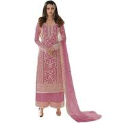 Nimbark Tenue ethnique indienne pakistanaise pour femme - Style Eid spécial - Coupe droite - Salwar Kameez - Tenue de fête Palazzo prête à porter, rose, Medium