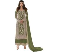 Nimbark Tenue ethnique indienne pakistanaise pour femme - Style Eid spécial - Coupe droite - Salwar Kameez - Tenue de fête Palazzo prête à porter, vert, Medium