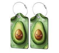 Nimbisense Étiquettes à bagages en cuir avec motif avocats mignons avec protection de l'intimité, identifiants d'identification pour sac de voyage pour femmes et hommes