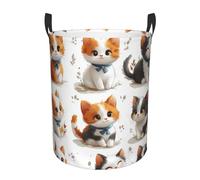 Nimbisense Panier à linge pliable avec poignées Motif chat mignon 50 x 40 cm Pour salle de bain/buanderie/chambre à coucher