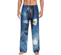 Nimbisense Pantalon de pyjama doux pour homme avec poches et cordon de serrage, Pygargue à tête blanche 13, L