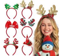 NimblusToy Serre Tete Noel, Tête de Noël pour Enfants Adultes Serre Tete Renne Noël Serres Tete Noel Enfant Certette Noel, Décorations de Fête 6pcs -B