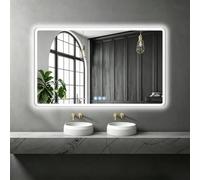 NimbusCrest Miroir de Salle de Bain avec Éclairage 120x70 cm, Interrupteur Tactile, Fonction Anti-Buée, 3 Températures de Lumière Gradable, Simple Anneau Lumineux