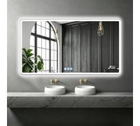 NimbusCrest Miroir de Salle de Bain avec Éclairage 150x70 cm, Interrupteur Tactile, Fonction Anti-Buée, 3 Températures de Lumière Gradable, Simple Anneau Lumineux