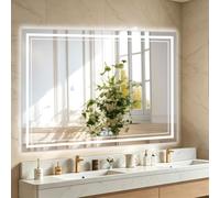NimbusCrest Miroir de Salle de Bain avec Éclairage 150x90 cm, Interrupteur Tactile, Fonction Anti-Buée, 3 Températures de Lumière Gradable, Double Anneau Lumineux