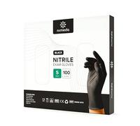 NIMEDA Gants Jetables Noir S Lot de Gant en nitrile 100 Gants jetables Sans latex Non poudrés Black Nitrile Small