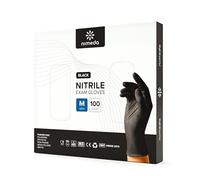 NIMEDA Gants jetables noirs 100 pièces Gants en nitrile Gants jetables Sans latex Sans poudre Pour l'alimentation, la médecine, les cosmétiques et l'usage domestique (M)