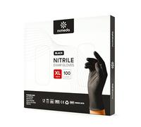 NIMEDA Gants jetables noirs 100 pièces Gants en nitrile Gants jetables Sans latex Sans poudre Pour l'alimentation, la médecine, les cosmétiques et l'usage domestique (XL)