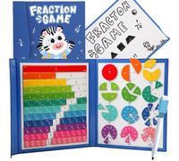 Nimedala Magnetic Fraction Demonstration Book, Magnetic Fractions for Kids, Magnetic Fraction Tiles, Fractions Manipulatives, Score Disk Demonstrator (Zebra)