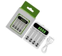 NiMH Station de chargement de batterie 4 emplacements Type C LCD AA 3 A 1800 mA 900 mA Rechargeable rapide