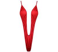 Nimiya Femme Maillot de Bain 1 Piece Bikini Femme Lingerie Nuit Jockstrap Ouvert Fesse Sexy Body String Plage Vacances Été Costume Natation Piscine Mankini Soirée Swimwear Rouge Taille Unique